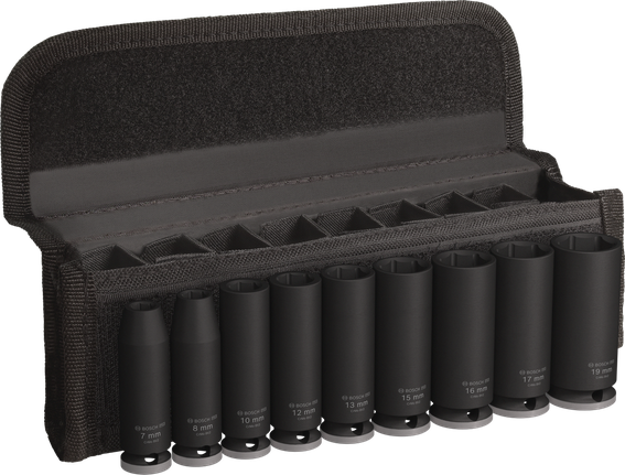 Set Soket Impact Bosch PRO 3/8 inci dalam, 9 buah.